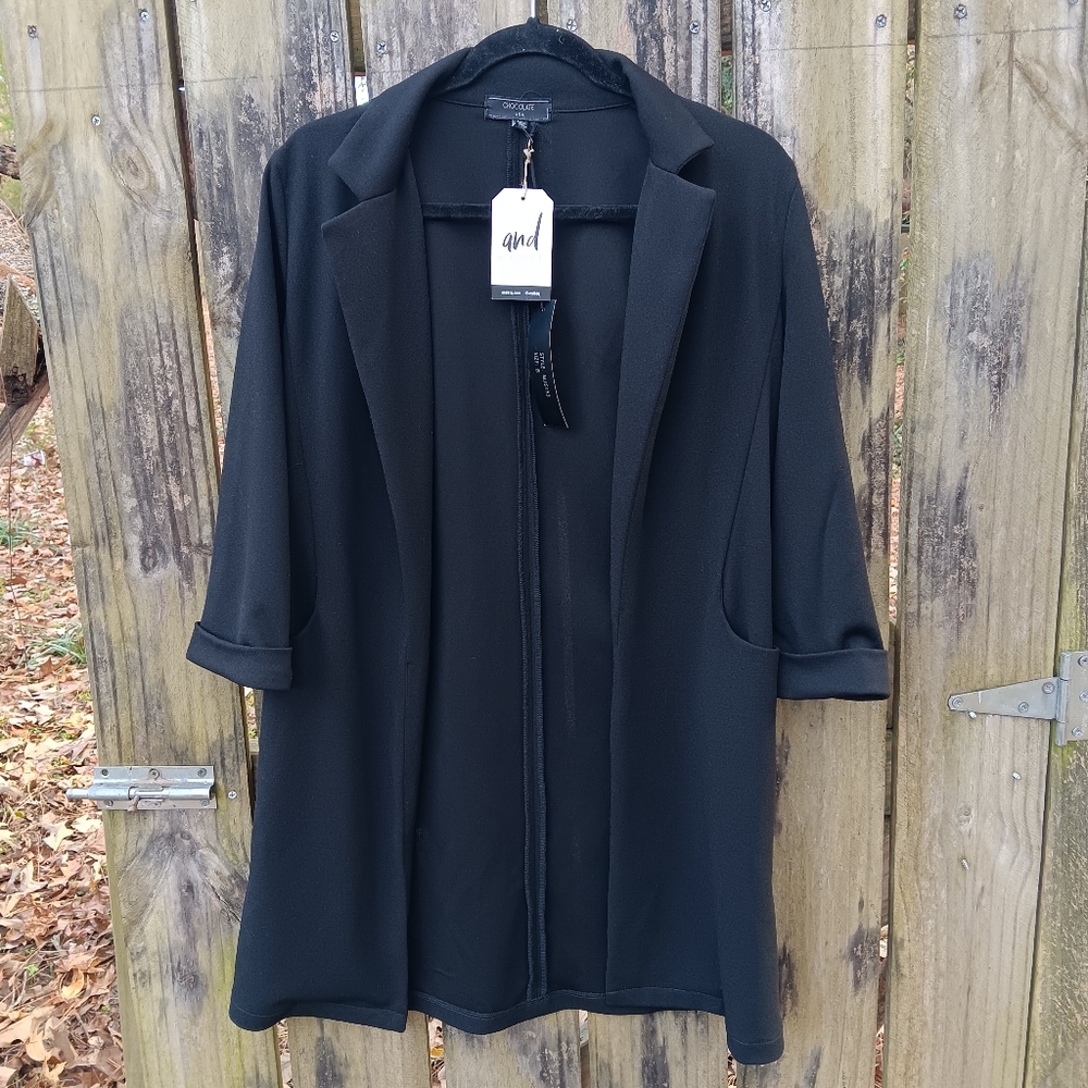 CHOCOLATE USA NWT Black Open Front Cardigan Blazer S